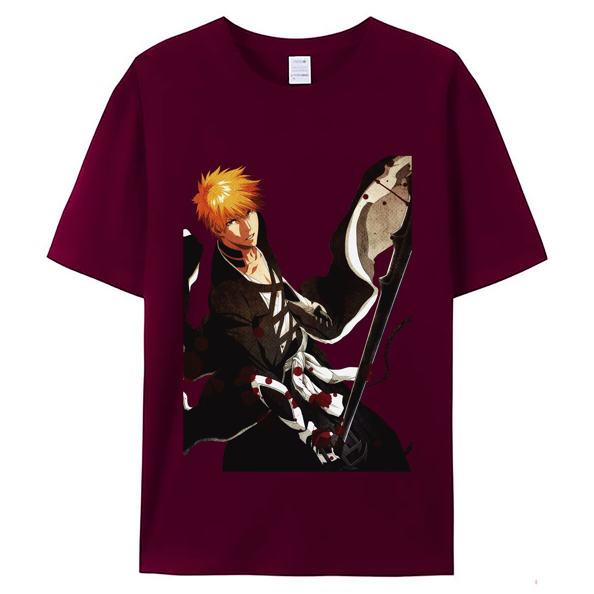 （画像用） ブリーチ 黒崎一護（くろさき いちご）BLEACH Kurosaki Ichigo レディースカジュアルプリントTシャツ（綿100％）